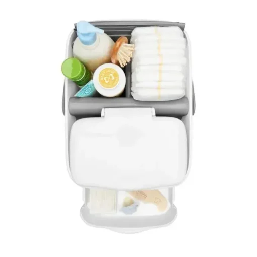 Oxo - Caddy de fraldas infantil com trocador, branco/cinza
