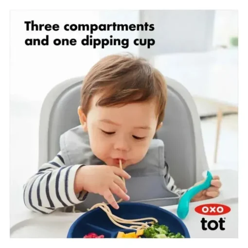 Oxo - Prato de jantar dividido em silicone Tot, azul marinho