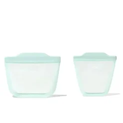 Oxo - Sacos reutilizáveis ​​de silicone Tot - Conjunto de 2 peças para copos e lanches, Opal