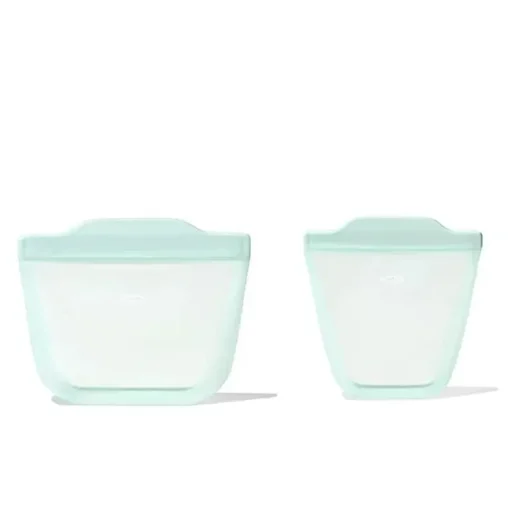 Oxo - Sacos reutilizáveis ​​de silicone Tot - Conjunto de 2 peças para copos e lanches, Opal