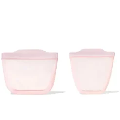 Oxo - Sacos reutilizáveis ​​de silicone Tot - Conjunto de 2 peças de copos e lanches, Blossom