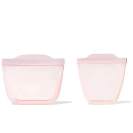 Oxo - Sacos reutilizáveis ​​de silicone Tot - Conjunto de 2 peças de copos e lanches, Blossom