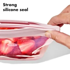 Oxo - Sacos reutilizáveis ​​de silicone Tot - Conjunto de 2 peças para copos e lanches, Opal