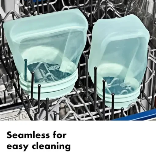 Oxo - Sacos reutilizáveis ​​de silicone Tot - Conjunto de 2 peças para copos e lanches, Opal