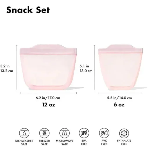 Oxo - Sacos reutilizáveis ​​de silicone Tot - Conjunto de 2 peças para copos e lanches, Opal