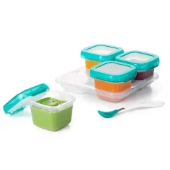 OXO Tot Baby Blocks Contêineres de Armazenamento Congelador 6 oz - Teal