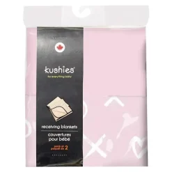 Pacote com 2 cobertores para bebê Kushies, flanela rosa