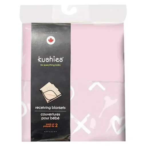 Pacote com 2 cobertores para bebê Kushies, flanela rosa