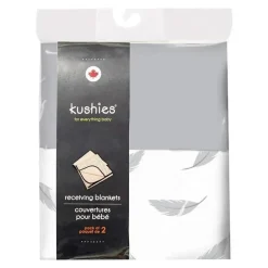 Pacote com 2 cobertores para bebê Kushies, flanela cinza