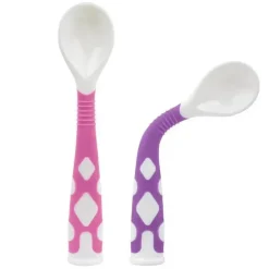 Pacote com 2 colheres dobráveis ​​Kushies Silibend (rosa/malva)
