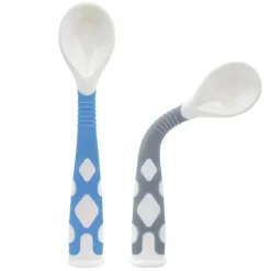 Pacote com 2 colheres dobráveis ​​Kushies Silibend (azul/cinza)