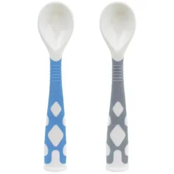 Pacote com 2 colheres dobráveis ​​Kushies Silibend (azul/cinza)