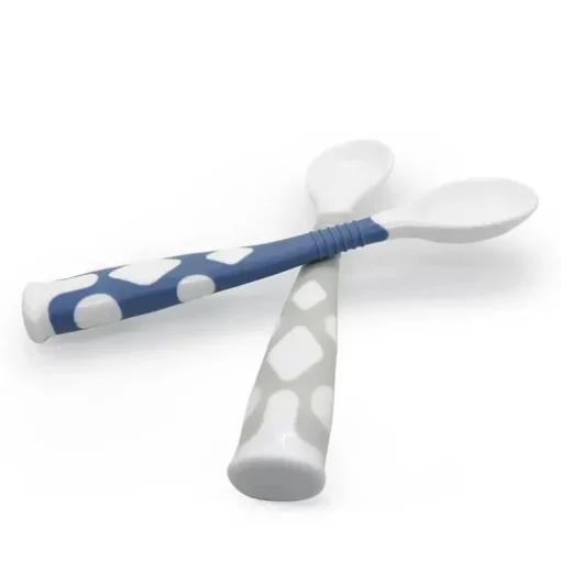Pacote com 2 colheres dobráveis ​​Kushies Silibend (azul/cinza)