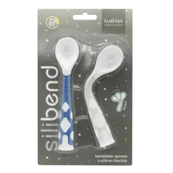 Pacote com 2 colheres dobráveis ​​Kushies Silibend (azul/cinza)