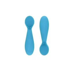 Pacote com 2 colheres pequenas Ezpz Happy Mats, azul