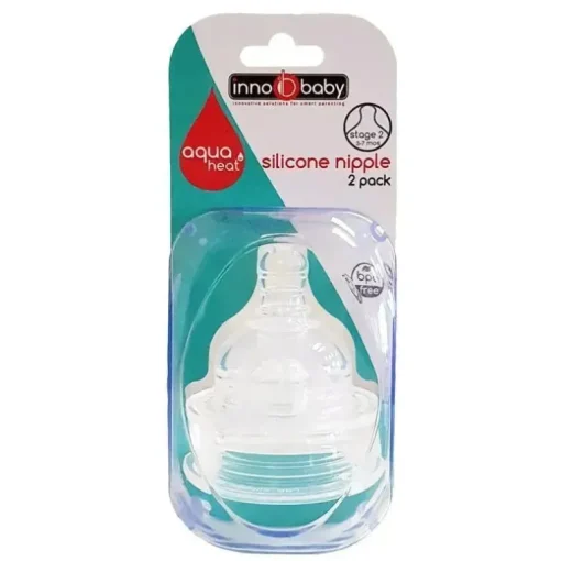 Pacote com 2 mamilos de silicone Aquaheat Innobaby, estágio 2