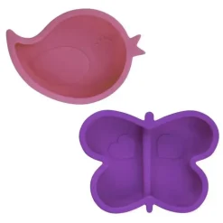 Pacote com 2 mini tigelas de silicone Kushies Silidip (fúcsia/roxo)