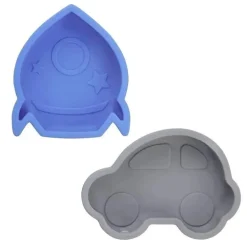 Pacote com 2 mini tigelas de silicone Kushies Silidip (azul/cinza)