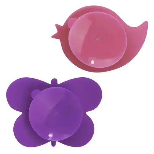Pacote com 2 mini tigelas de silicone Kushies Silidip (fúcsia/roxo)