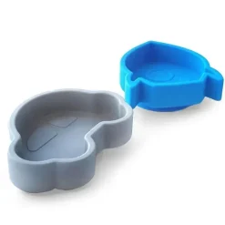 Pacote com 2 mini tigelas de silicone Kushies Silidip (azul/cinza)