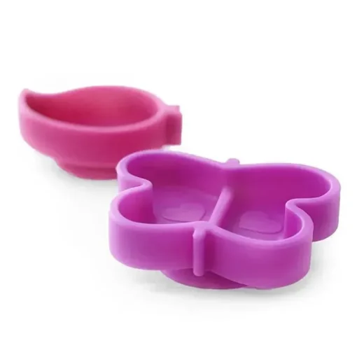 Pacote com 2 mini tigelas de silicone Kushies Silidip (fúcsia/roxo)
