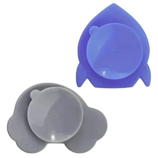 Pacote com 2 mini tigelas de silicone Kushies Silidip (azul/cinza)