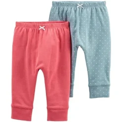 Pacote de 2 calças para bebê menina Carter's, rosa e azul com bolinhas