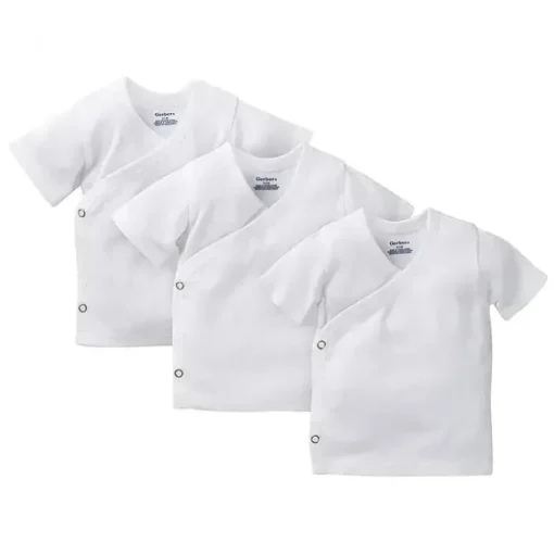 Pacote de 3 camisas brancas de pressão lateral Gerber