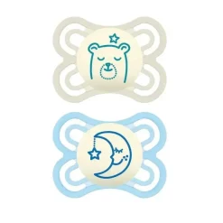 Pacote de 2 chupetas 0-6 meses Perfect Night da MAM - Azul