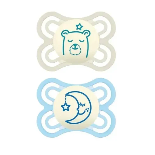 Pacote de 2 chupetas 0-6 meses Perfect Night da MAM - Azul