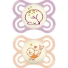 Pacote de 2 chupetas 0-6 meses Perfect Night da MAM - Rosa/Roxo