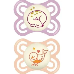 Pacote de 2 chupetas 0-6 meses Perfect Night da MAM - Rosa/Roxo