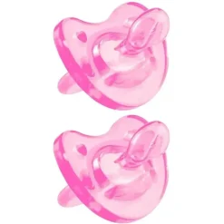 Pacote de 2 chupetas de silicone macio Chicco, rosa