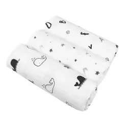 Pacote de 3 cobertores de musselina American Baby Company, preto e cinza