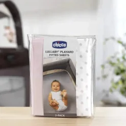 Pacote de 2 lençóis de ninar Chicco, ponto rosa
