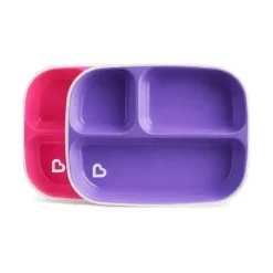 Pacote de 2 pratos divididos Munchkin Splash, rosa/roxo