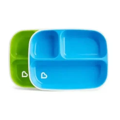 Pacote de 2 pratos divididos Munchkin Splash, azul/verde