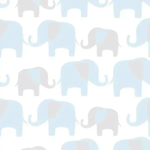 Papel de parede descascado e colado NuWallpaper Brewster Blue Elephant Parade, azul