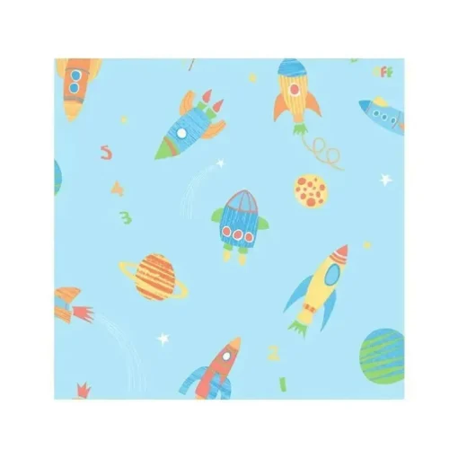 Papel de parede estilo moderno Brewster, espaço sideral turquesa explodir