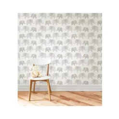 Papel de parede Nuwallpaper Peel and Stick, Grey Elephant Parade