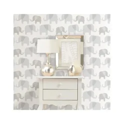 Papel de parede Nuwallpaper Peel and Stick, Grey Elephant Parade