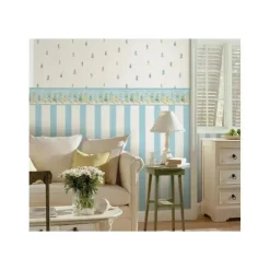 Papel de parede temático de Brewster Beach, Waterside Aqua Stripe