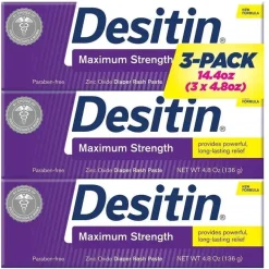 Pasta de assaduras de fralda de força máxima Desitin 3 PK de 4,8 OZ