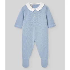 Paz Rodriguez - Baby Boy Knit Newborn Romper Vento, Sky Blue