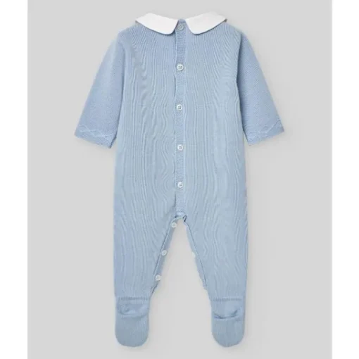 Paz Rodriguez - Baby Boy Knit Newborn Romper Vento, Sky Blue
