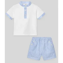 Paz Rodriguez - Baby Boy Set Knit Newborn Shirt + Shorts Dorna, White