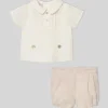 Paz Rodriguez - Baby Boy Set Woven Newborn Shirt + Shorts Area, Cream