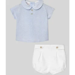 Paz Rodriguez - Baby Boy Set Woven Newborn Shirt + Shorts Vento, Sky Blue