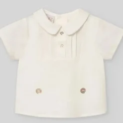 Paz Rodriguez - Baby Boy Set Woven Newborn Shirt + Shorts Area, Cream