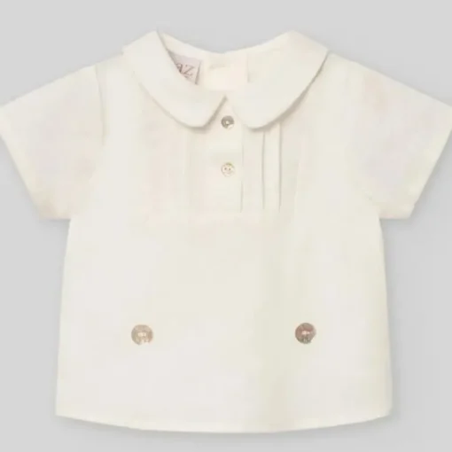Paz Rodriguez - Baby Boy Set Woven Newborn Shirt + Shorts Area, Cream